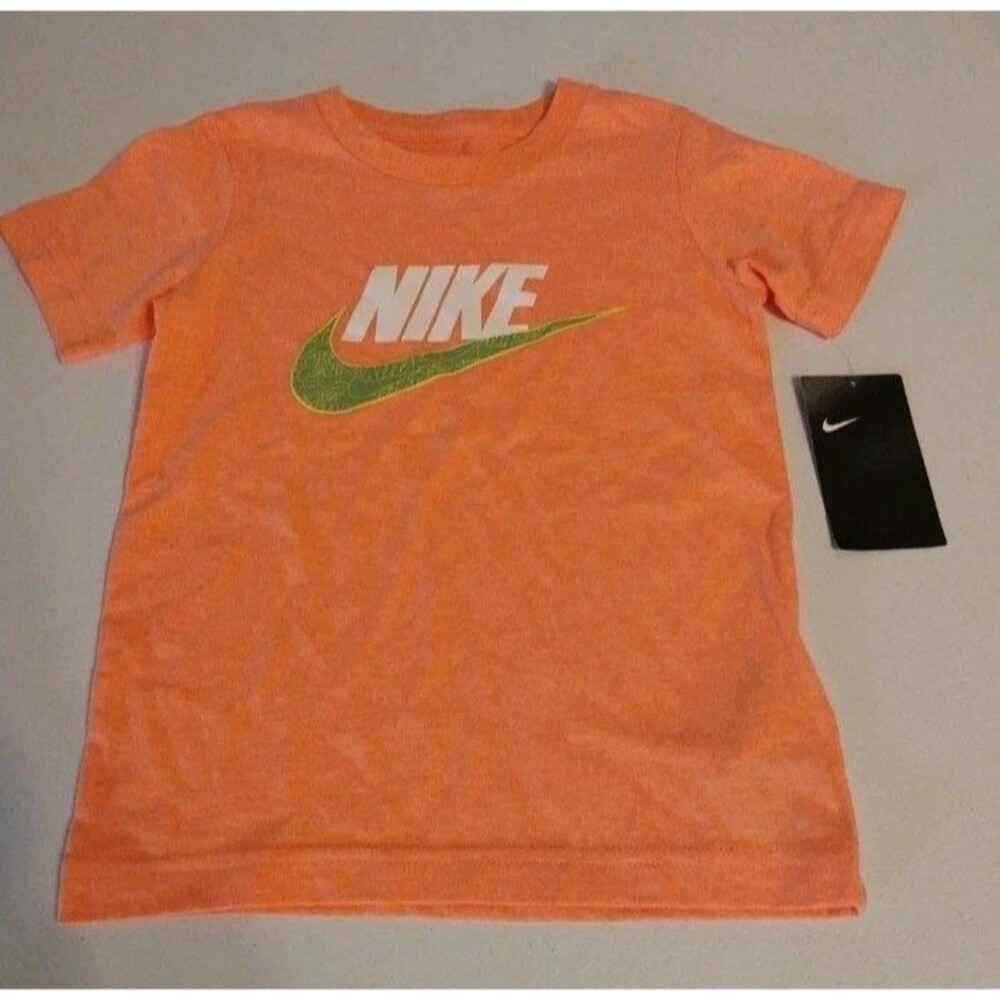 Nike Boys 4T Orange Graphic Logo Tee Short Sleeve Crew Neck NWT